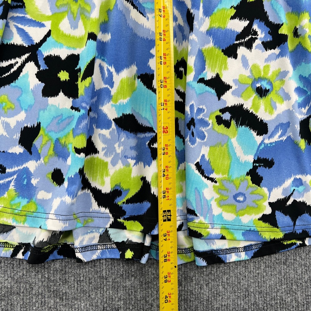 Dressbarn Floral Wrap Dress Women 10 Blue Green Abstract Garden Summer Whimsical - Picture 6 of 8
